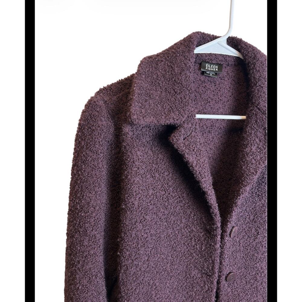 Eileen Fisher Boucle Plum Wool Jacket Size Small - Picture 2 of 5
